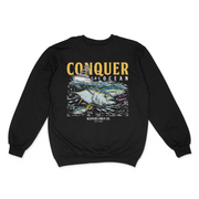 Conquer The Ocean Black Crewneck Sweater