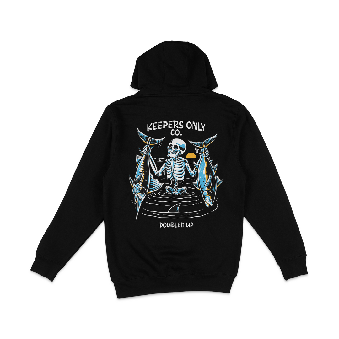 Doubled Up Black Heavyweight Hoodie – Keepers Only Co.