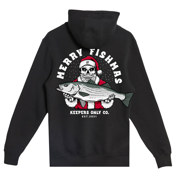 Merry Fishmas Heavyweight Black Hoodie