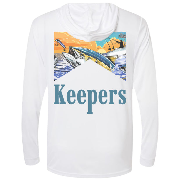 Run & Gun Hooded Performance White Long Sleeve